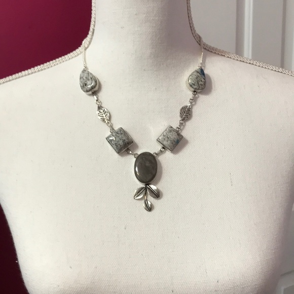 NEW Blue Azurite, Grey Agate 925 Sterling necklace - Picture 2 of 6